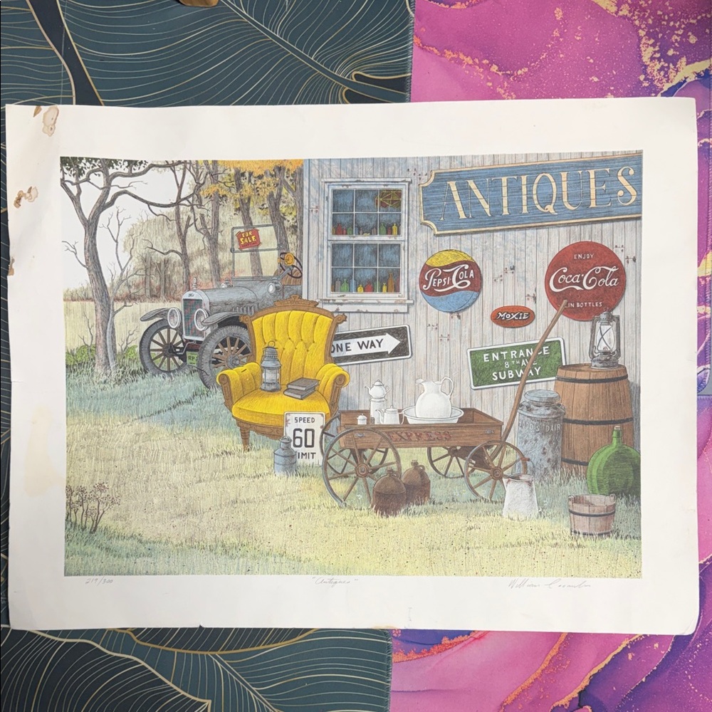 Vintage Country Art Print with Yellow Chair